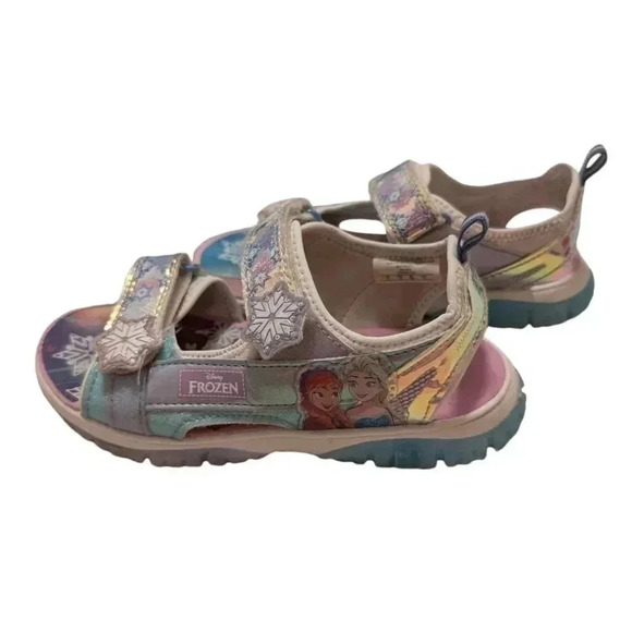 Disney Frozen Sparkles Elsa and Anna Light Up  Girl Sandals Size 12 - Picture 1 of 6